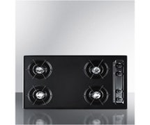 Summit Appliance TNL053 30" Wide Cooktop In Black, With Four Burners And Gas Spark Ignition;