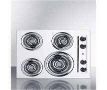 Summit Appliance WEL03 24" Wide 220V Electric Cooktop In White Porcelain Finish