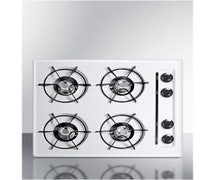 Summit Appliance WNL033 24" Wide Gas Cooktop In White, With Four Burners And Gas Spark Ignition;