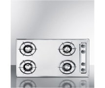 Summit Appliance ZNL053 30" Wide Gas Cooktop In Chrome, With Four Burners And Gas Spark Ignition;