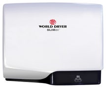 World Dryer L-974A SLIMdri Hand Dryer - Cast Iron with White Epoxy Finish, 3-15/16"D