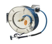 T&S B-7142-01 Open Stainless Steel Hose Reel with 50-Foot Hose and Spray Valve