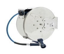 T&S B-7142-C02 Enclosed Stainless Steel Hose Reel with 50-Foot Hose and Rear Trigger Water Gun