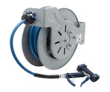 T&S B-7242-05 Open Epoxy-Coated Hose Reel with 50-Foot Hose and Front Trigger Water Gun