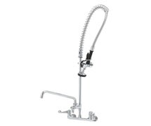 Equip by T&S 5PR-8WWS12 Wall-Mount Pre-Rinse Unit with 8" Centers, 12" Add-On Faucet, and Wrist Action Handles
