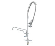 T&S B-0113-U12-CR-B Ultrarinse Pre-Rinse Deck-Mount Faucet with 12" Swing Nozzle and 10.5" Spray Arm, Single Hole, 1/4-Turn Cerama Cartridges