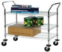 Focus Foodservice FFC24363CH Kitchen Utility Cart 24"W, 3 Shelves, Chrome Plated