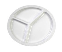 Thunder Group NS702 - Melamine Compartment Plate - 3 Compartments - 10" Diam. - Thunder Group NuStone Collection, White