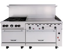 Vulcan 60-SS-4B-36GT-N New Endurance Gas Range -60"W-4 Burners-2 Standard Width Ovens-36" Thermostatic Griddle, Without Push Button Ignition, Natural Gas
