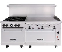 Vulcan 60-SC-4B-36GT-N Endurance Gas Range - Four Burners - Two Standard Ovens -36" Griddle - 60"W, Manual Ignition