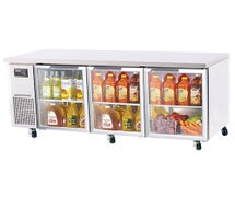 Turbo Air JUR-72-G Undercounter Refrigerator - 3 Glass Doors, 19 Cu. Ft., 70-7/8"W