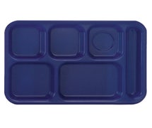 6 Compartment Cafeteria Tray ABS, for Right Hand Use, Blue