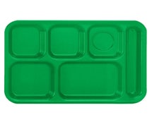 6 Compartment Cafeteria Tray ABS, for Right Hand Use, Green