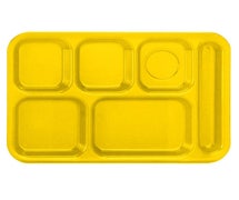 6 Compartment Cafeteria Tray ABS, for Right Hand Use, Yellow