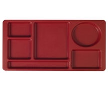Compartment Cafeteria Tray Co-Polymer, 2x2, 5 Rectangular and 1 Round Compartment, Cranberry
