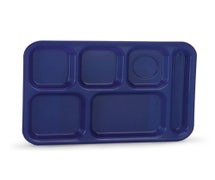 6 Compartment Cafeteria Tray Polypropylene, for Right Hand Use, Blue