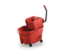 Rubbermaid FG758888RED WaveBrake 35-Quart Mop Bucket with Side Press Wringer, Red