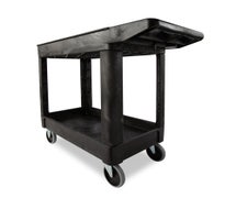 Rubbermaid FG450089BLA Small Heavy-Duty Flat Handle Utility Cart with Lipped Shelf