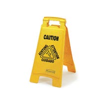 Rubbermaid FG611200YEL Yellow Double Sided Multi-Lingual Caution Wet Floor Sign 