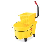 Rubbermaid FG748000YEL WaveBrake 26-Quart Mop Bucket with Side Press Wringer, Yellow