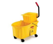 Rubbermaid FG618688YEL WaveBrake 44-Quart Mop Bucket with Side Press Wringer, Yellow