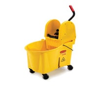 Rubbermaid FG757688YEL WaveBrake 44-Quart Mop Bucket with Down Press Wringer, Yellow