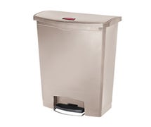 Rubbermaid Slim Jim 90L/24G Resin Construction Step Waste Bin, Beige