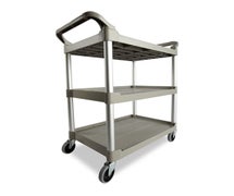 Rubbermaid FG342488PLAT Three-Shelf Plastic Utility Cart, Platinum