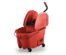 Rubbermaid FG757888RED Wavebrake 35 qt. Down Press Bucket and Wringer, Red
