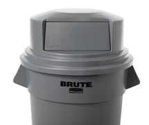 Rubbermaid FG264360GRAY Brute 44-Gallon Round Trash Can with Domed Lid and Dolly