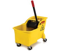 Rubbermaid FG738000YEL Tandem 31-Quart Mop Bucket with Reverse Press Wringer, Yellow 