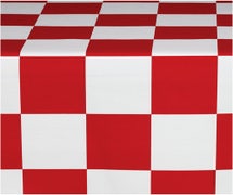 Marko 57415252SM193-DZ - Extra Heavy Vinyl Tablecloth Size: 52"x52", Red/White, Checkered Flag, Dozen