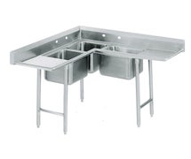 Advance Tabco 94-K5-11D 3 Compartment Korner Sink, 42" x 42" Each Wall