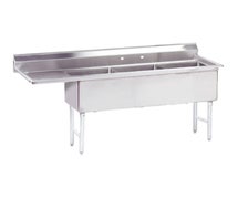 Advance Tabco FS-3-2024-24L Fabricated NSF Sink, 3-Compartment, 24" Left Drainboard