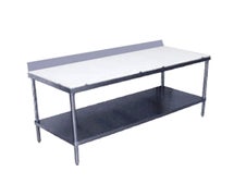 Advance Tabco SPS-2410 Poly Top Work Table with 6" High Backsplash and Stainless Steel Undershelf, 24"x120"