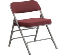 HERCULES Series Premium Curved Triple Braced & Double Hinged Burgundy Fabric Upholstered Metal Folding Chair