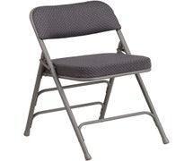 HERCULES Series Premium Curved Triple Braced & Quad Hinged Gray Fabric Upholstered Metal Folding Chair