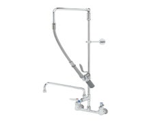 T&S B-0131-ADF12-BC Wall-Mount Pre-Rinse Unit with 8" Centers, Overhead Swivel Arm, and 12" Add-On Faucet
