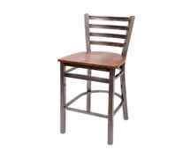 Central Exclusive 2160B-CL - Lima Metal Bar Stool, Ladder Back, Wood Seat