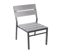 Central Exclusive PH202CGRTK-BL Seaside Stacking Outdoor Side Chair, Synthetic Teak Back/Seat, Black Finish