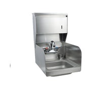 BK Resources BKHS-W-SS-SS-TD-P-G Space Saver Hand Sink Dual Side Splash And Towel And Soap Dispenser And Faucet