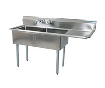 BK Resources BKS-2-1620-12-18R Two Compartment Sink With 16 X 20 With Right Side Drain Board