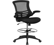 Flash Furniture BL-X-5M-D-GG Mid-Back Black Mesh Drafting Chair with Adjustable Foot Ring and Flip-Up Arms