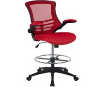 Flash Furniture Mid-Back Red Mesh Ergonomic Drafting Chair with Adjustable Foot Ring and Flip-Up Arms