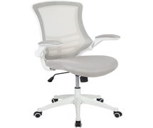 Flash Furniture BL-X-5M-WH-GY-GG Mid-Back Light Gray Mesh Swivel Ergonomic Task Office Chair with White Frame and Flip-Up Arms