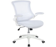 Flash Furniture BL-X-5M-WH-WH-GG Mid-Back White Mesh Swivel Ergonomic Task Office Chair with White Frame and Flip-Up Arms