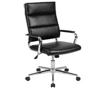 Flash Furniture BT-20595H-2-BK-GG High Back Black Faux LeatherSoft Contemporary Panel Executive Swivel Office Chair