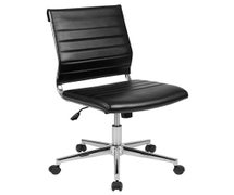 Flash Furniture BT-20595M-NA-BK-GG Mid-Back Armless Black Faux LeatherSoft Contemporary Ribbed Executive Swivel Office Chair