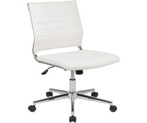 Flash Furniture BT-20595M-NA-WH-GG Mid-Back Armless White Faux LeatherSoft Contemporary Ribbed Executive Swivel Office Chair