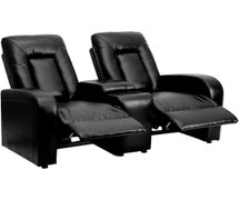Eclipse Series 2-Seat Reclining Black Faux Leather Theater Seating Unit with Cup Holders